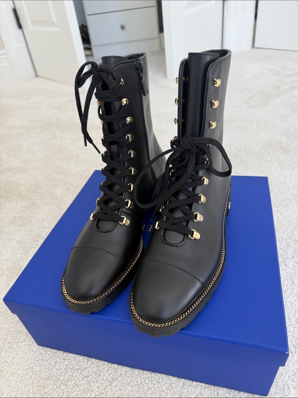 Stuart Weitzman Lace Up Combat Boots